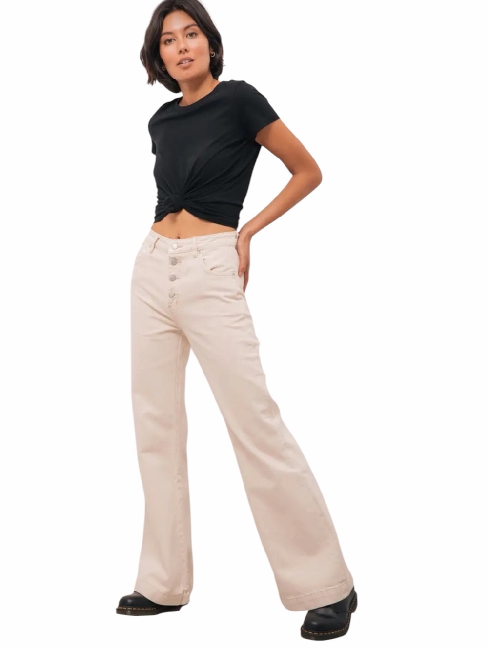 Rolla’s Eastcoast Flare Leg Jeans with Exposed Button Fly in Natural Size 26